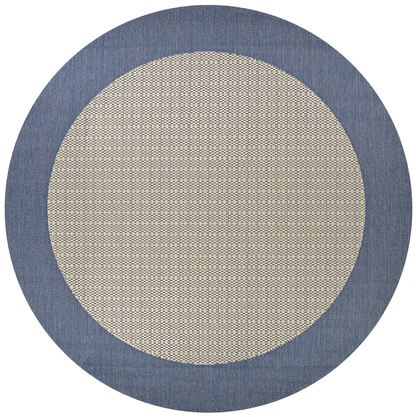 Couristan Recife Checkered Field 7'6" Round Champagne-Blue Outdoor Rug