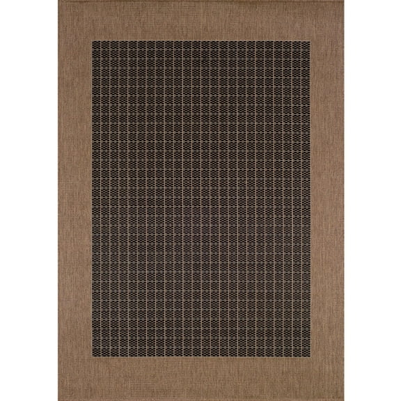 Couristan 2.25' x 7.75' Checkered Rectangular Area Throw Rug Runner - Brown and Black