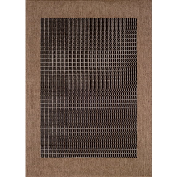 Couristan 2.25' x 7.75' Checkered Rectangular Area Throw Rug Runner - Brown and Black