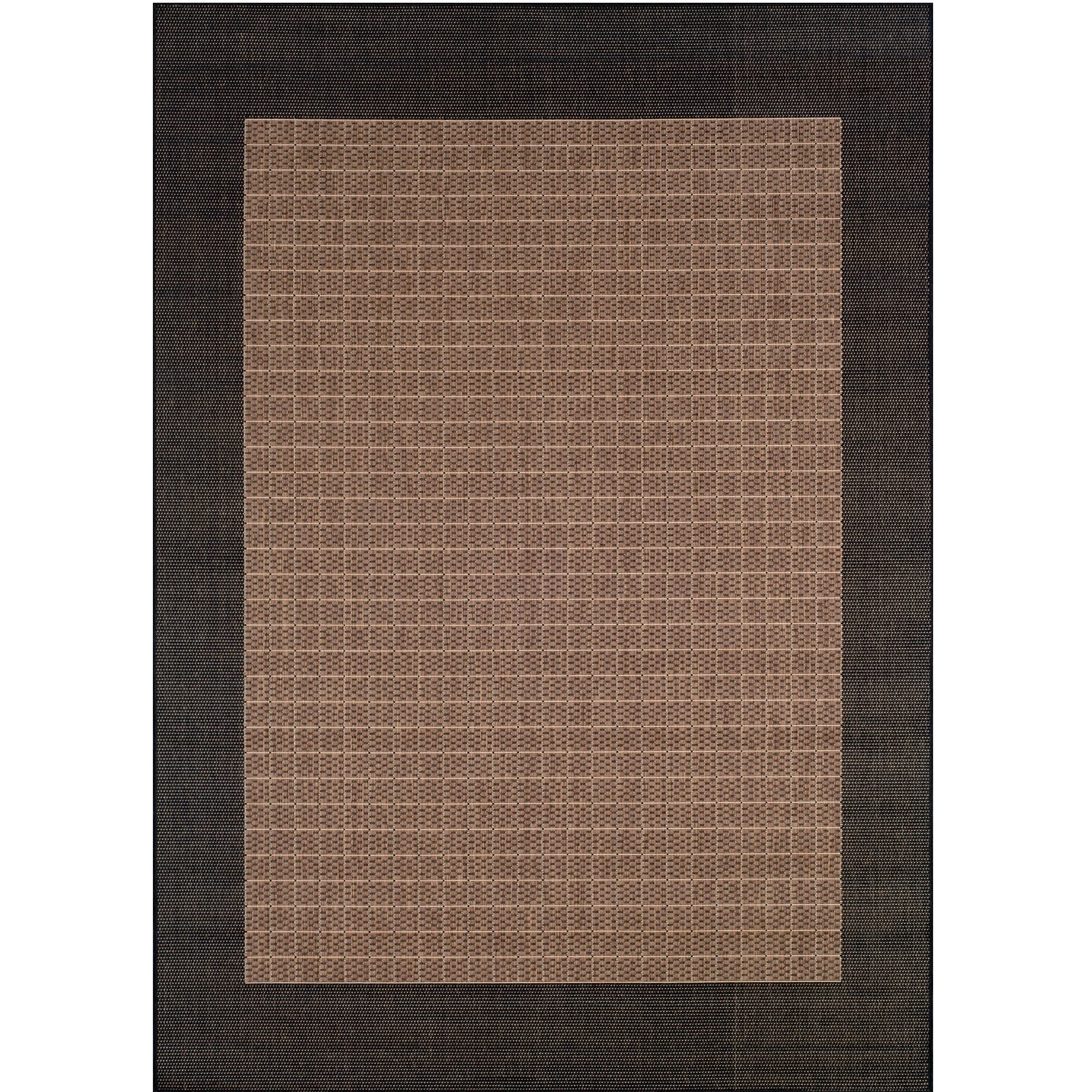 Transitional Black 5' x 8' Synthetic Indoor/Outdoor Rug