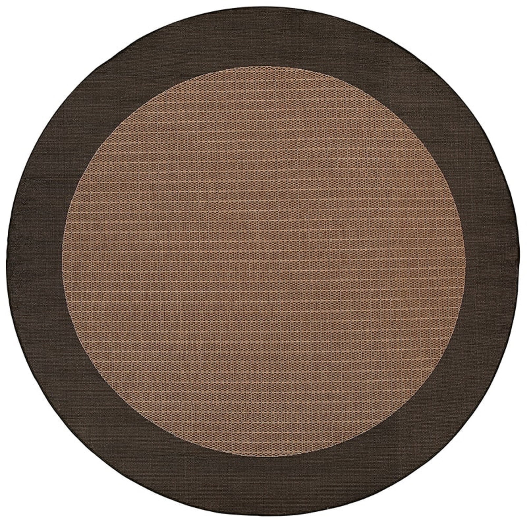 8.5' Black Bordered Checkered Round Polypropylene Area Throw Rug ...