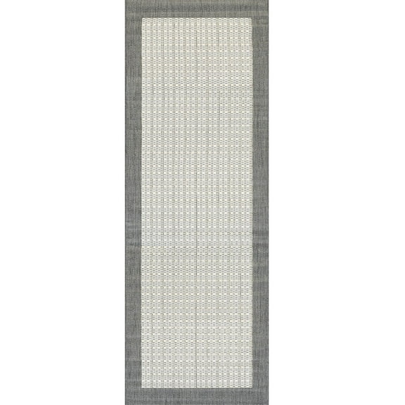 Couristan Recife Checkered Field Indoor / Outdoor Area Rug, Grey- White, 2'3" x 11'9" Runner