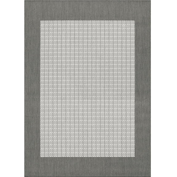Couristan Recife Checkered Field Indoor / Outdoor Area Rug, Grey- White, 5'3" x 7'6"