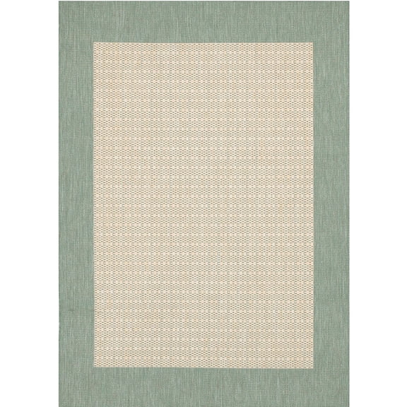 Couristan Recife Checkered Field Indoor / Outdoor Area Rug, Natural- Green, 5'3" x 7'6"