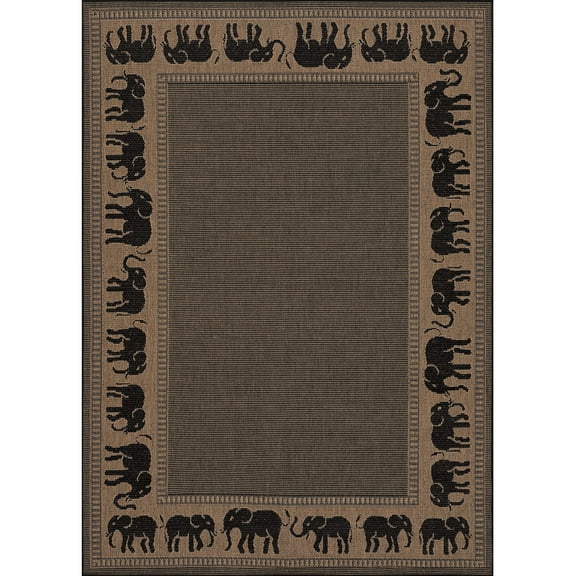 Couristan 2.25' x 11.75' Brown and Black Rectangular Polypropylene Area Throw Rug Runner with