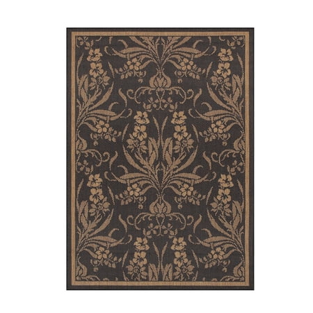 Couristan Recife Garden Cottage Indoor / Outdoor Area Rug, Black- Cocoa, 2'3" x 11'9" Runner