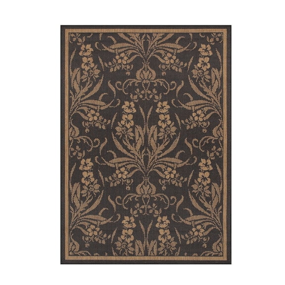 Couristan Recife Garden Cottage Indoor / Outdoor Area Rug, Black- Cocoa, 3'9" x 5'5"