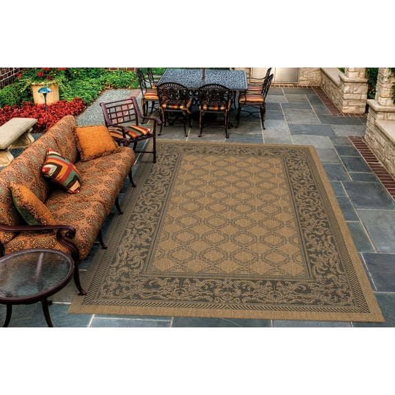Couristan Garden Lattice Area Rug, Cocoa/Black ,Rectangle, 7'6" x 10'9"