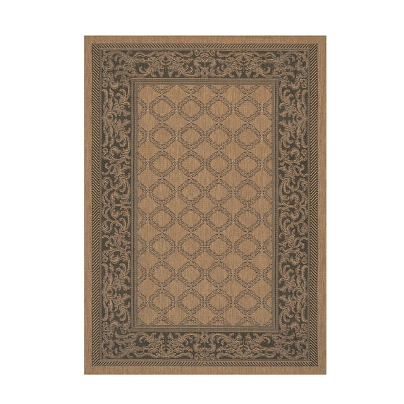 3.75' x 5.5' Brown Lattice Rectangular Area Throw Rug