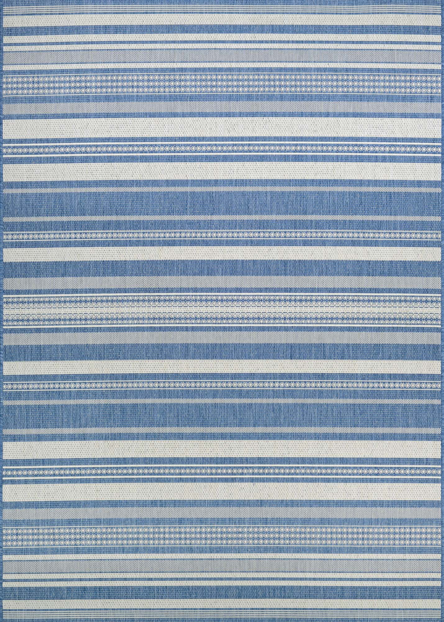 Couristan Recife Gazebo Stripe 6'2" X 9'2" Ivory- Blue Outdoor Rug