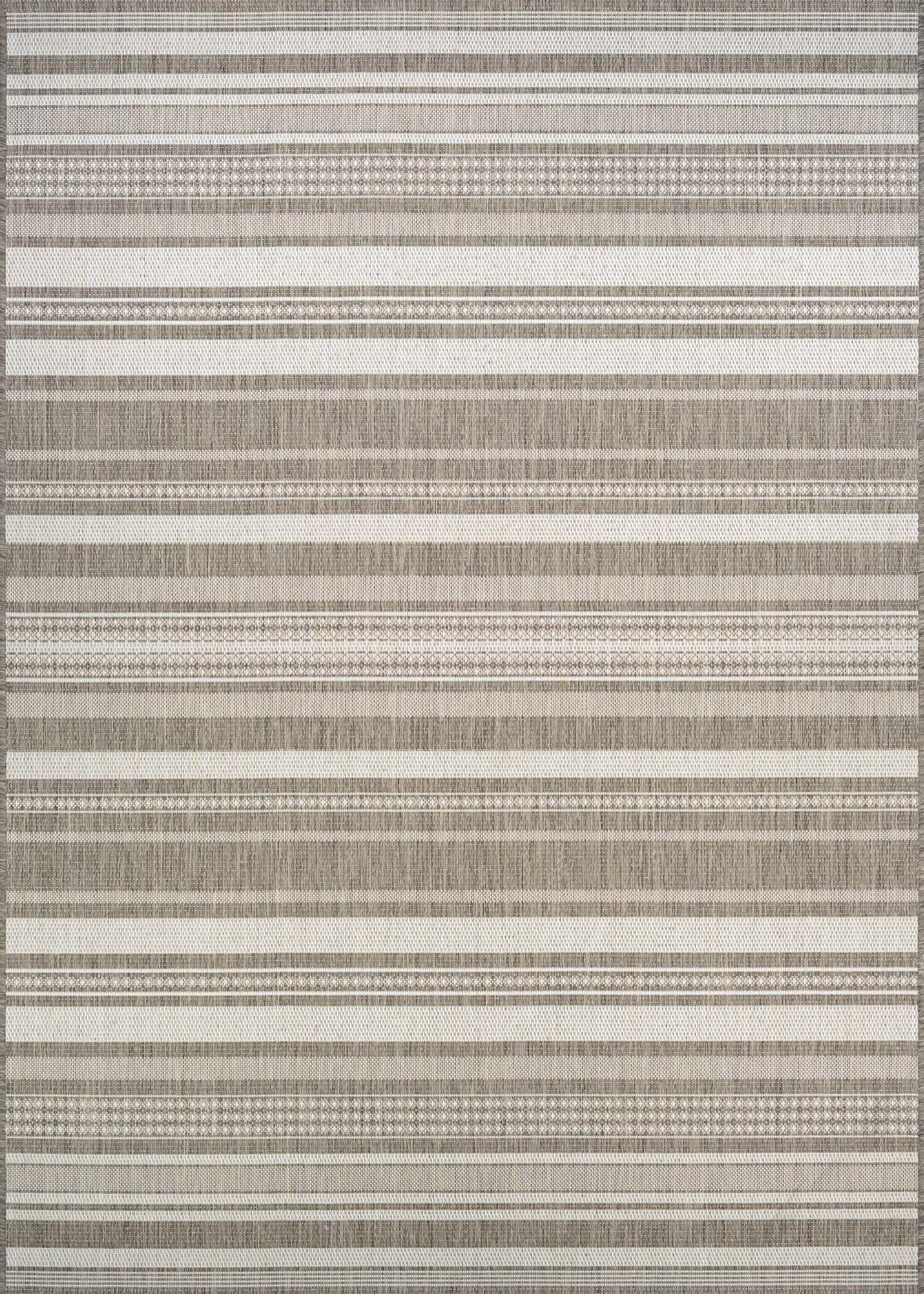 Couristan Recife Gazebo Stripe 6'2" X 9'2" Ivory- Taupe Outdoor Rug