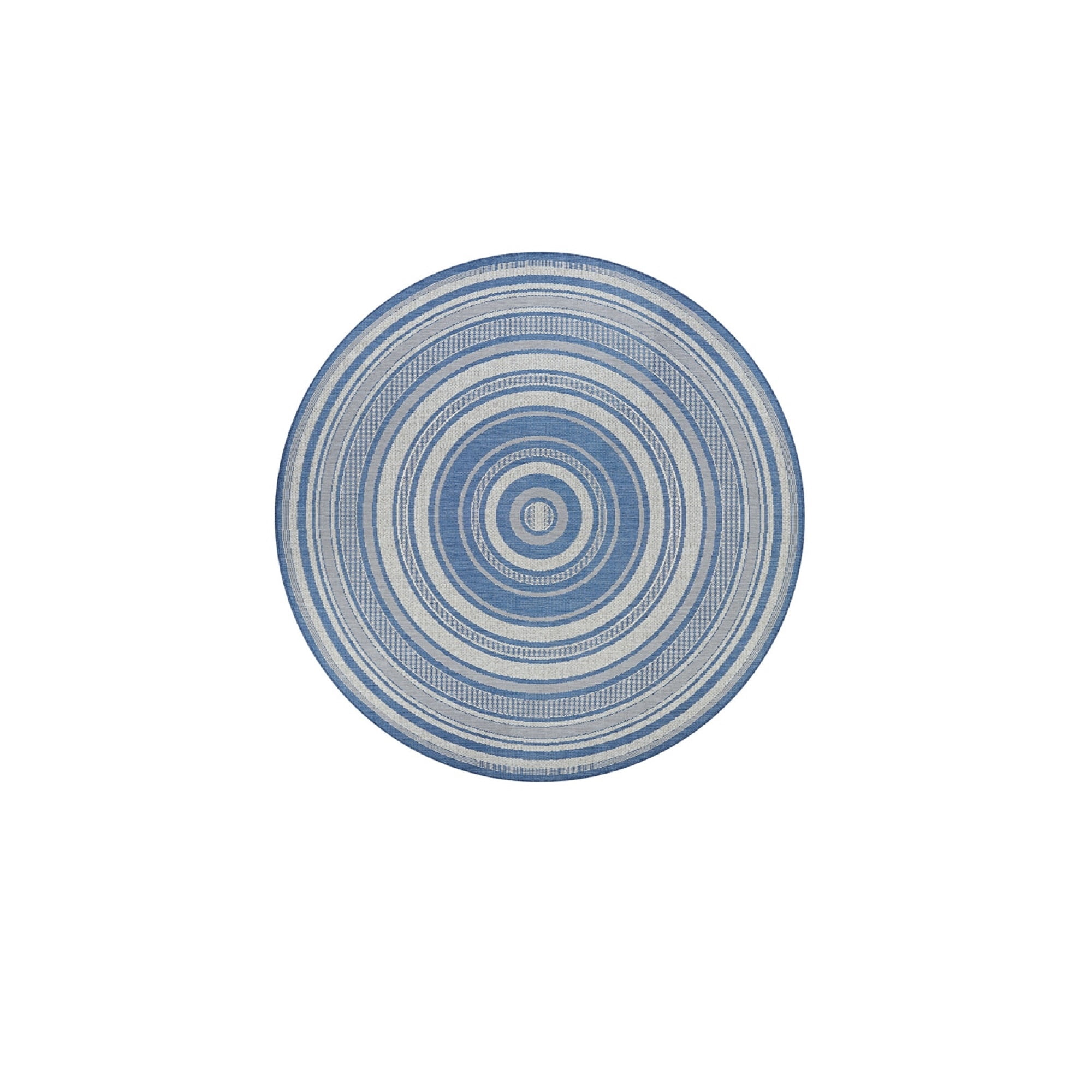 Couristan 7.5' Striped Indoor Outdoor Round Area Throw Rug - Blue and White