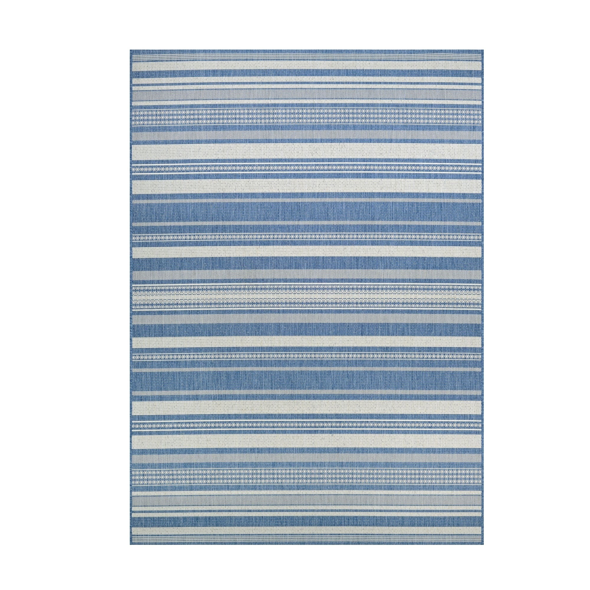 Champagne and Blue Rectangular Synthetic Indoor/Outdoor Area Rug