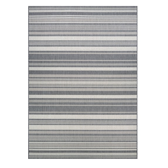 Couristan 5.75' x 9' Gray Stripe Rectangular Area Throw Rug