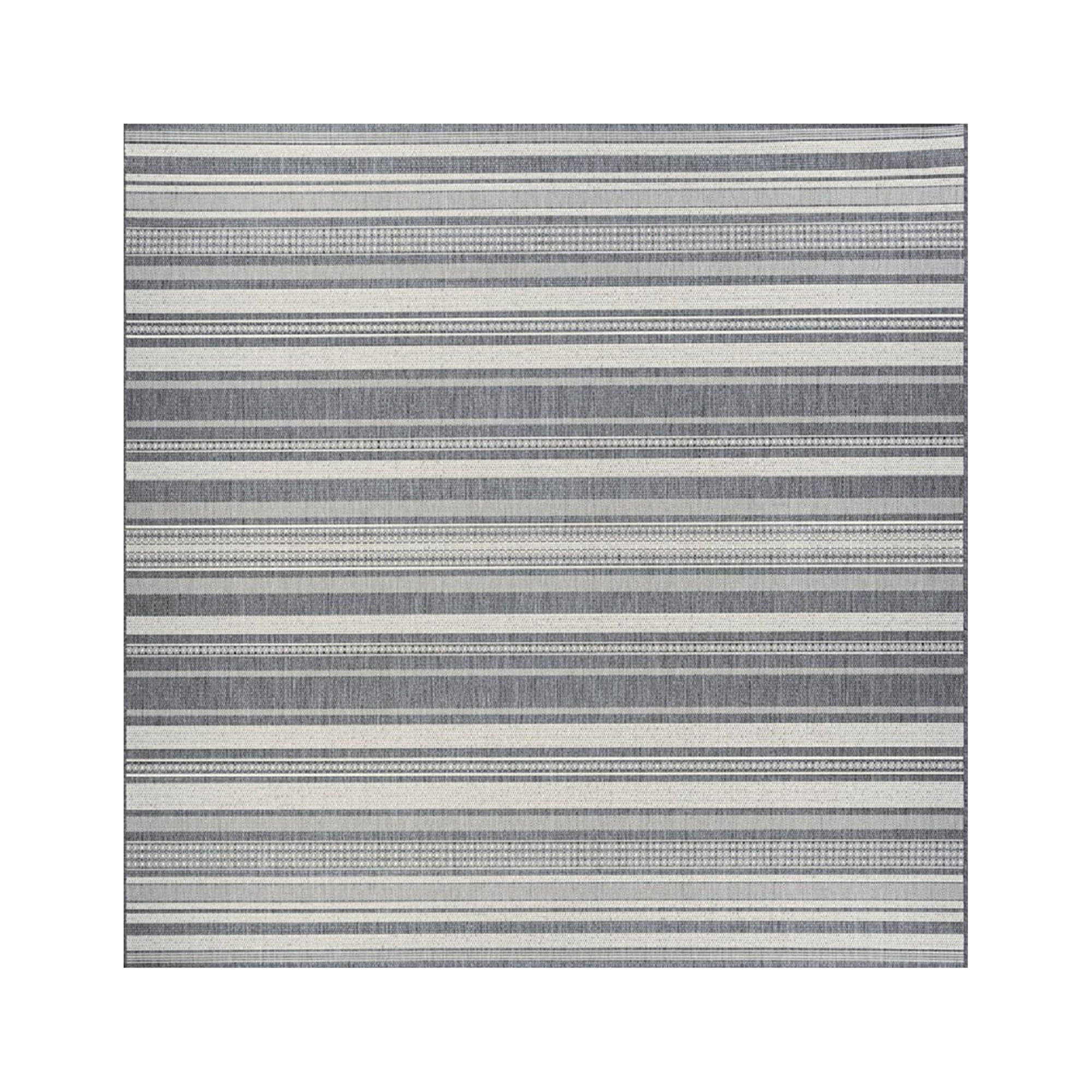 Couristan Recife Gazebo Stripe Indoor / Outdoor Area Rug, Champagne- Grey, 8'6" Square
