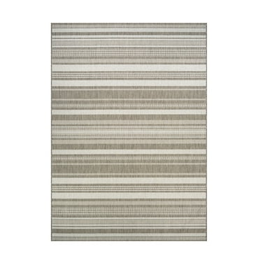 Couristan Recife Gazebo Stripe Indoor / Outdoor Area Rug, Champagne- Taupe, 5'3" x 7'6"