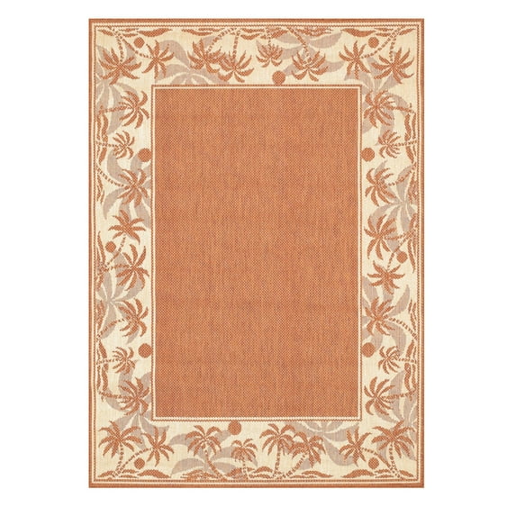 Couristan 5.75' x 9' Orange Island-Inspired Rectangular Area Throw Rug