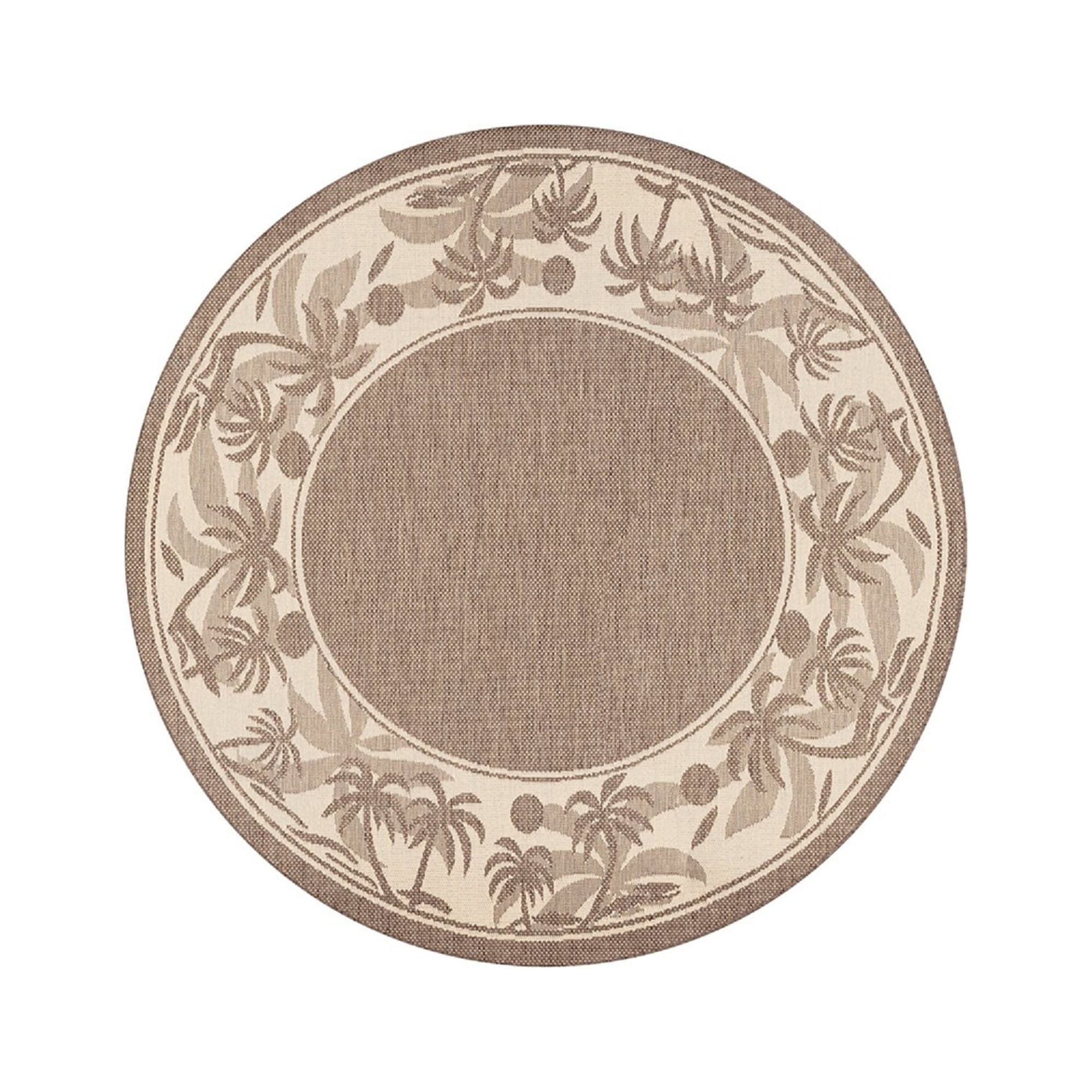 Contemporary Home Living 8.5 ' x 8.50' Beige Island-Inspired Round Area Throw Rug