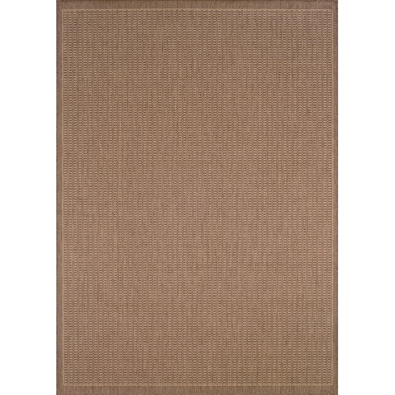 Couristan Recife Saddle Stitch 5'3" X 7'6" Brown- Tan Outdoor Rug