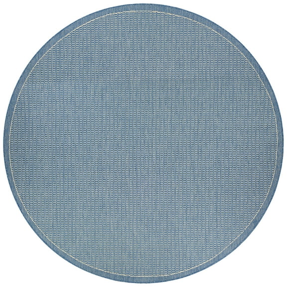 Couristan Recife Saddle Stitch 7'6" Round Ivory- Blue Outdoor Rug