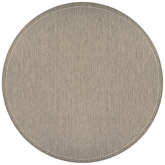 Couristan Recife Saddle Stitch 7'6" Round Ivory- Taupe Outdoor Rug