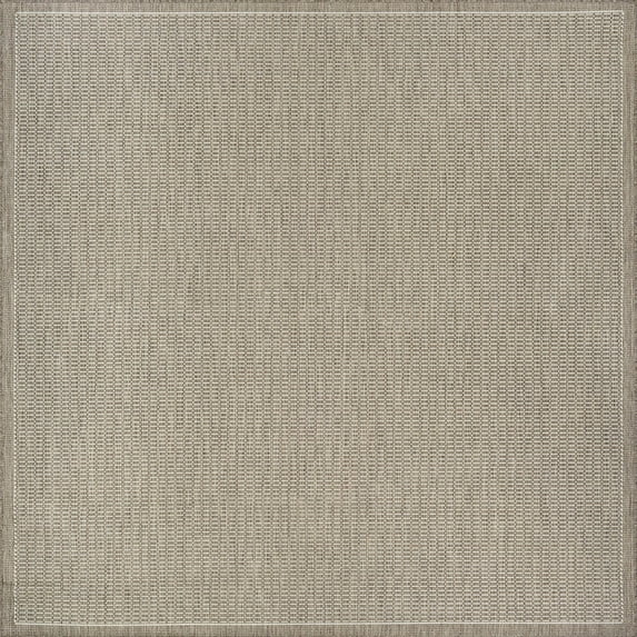Couristan Recife Saddle Stitch 7'6" Square Ivory- Taupe Outdoor Rug