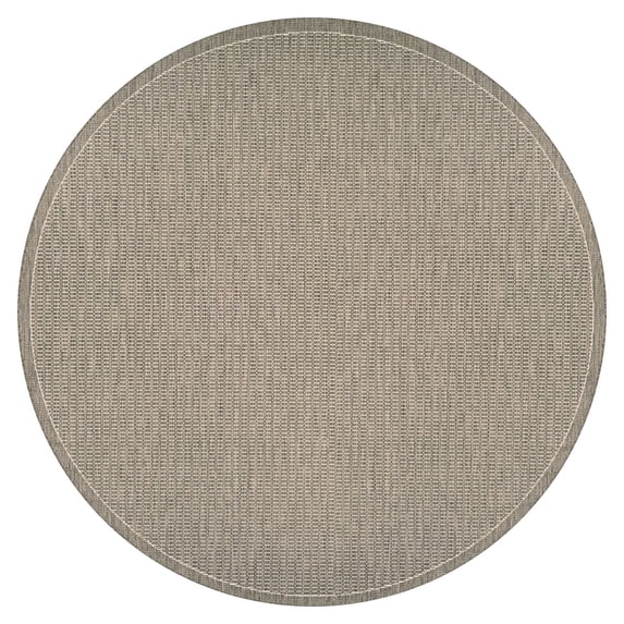8.5' Brown Round Saddlestitch Rug