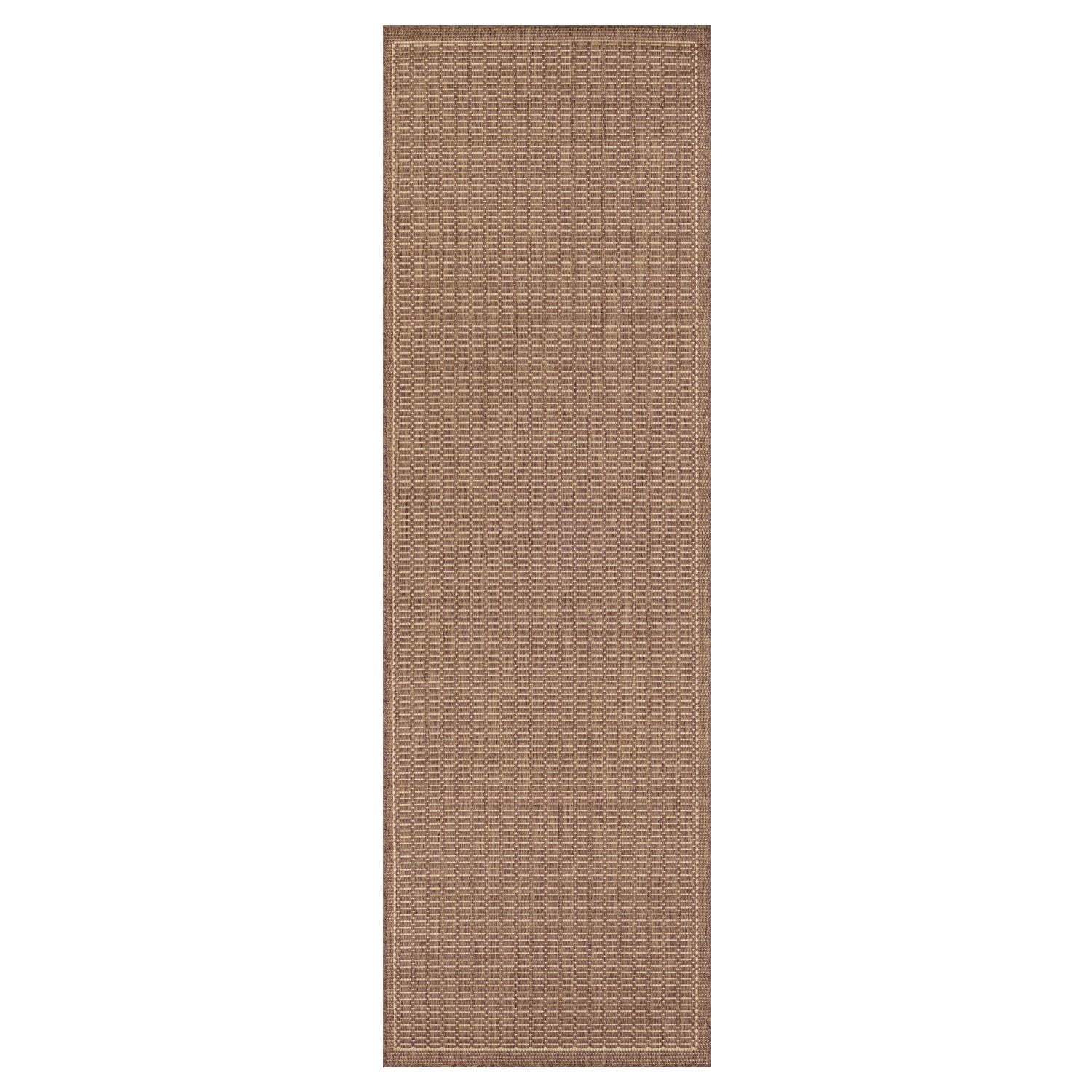 Cocoa-Natural Flatwoven Synthetic Runner Rug, 2'-3" x 11'-9"