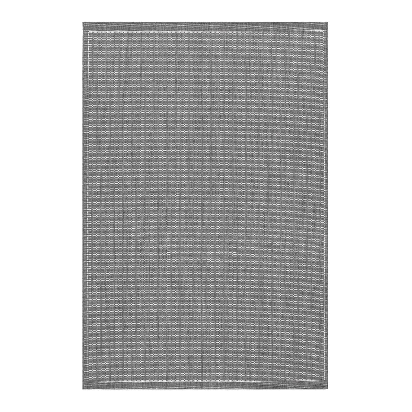 Gray-White Rectangular Synthetic Easy Care Indoor/Outdoor Rug