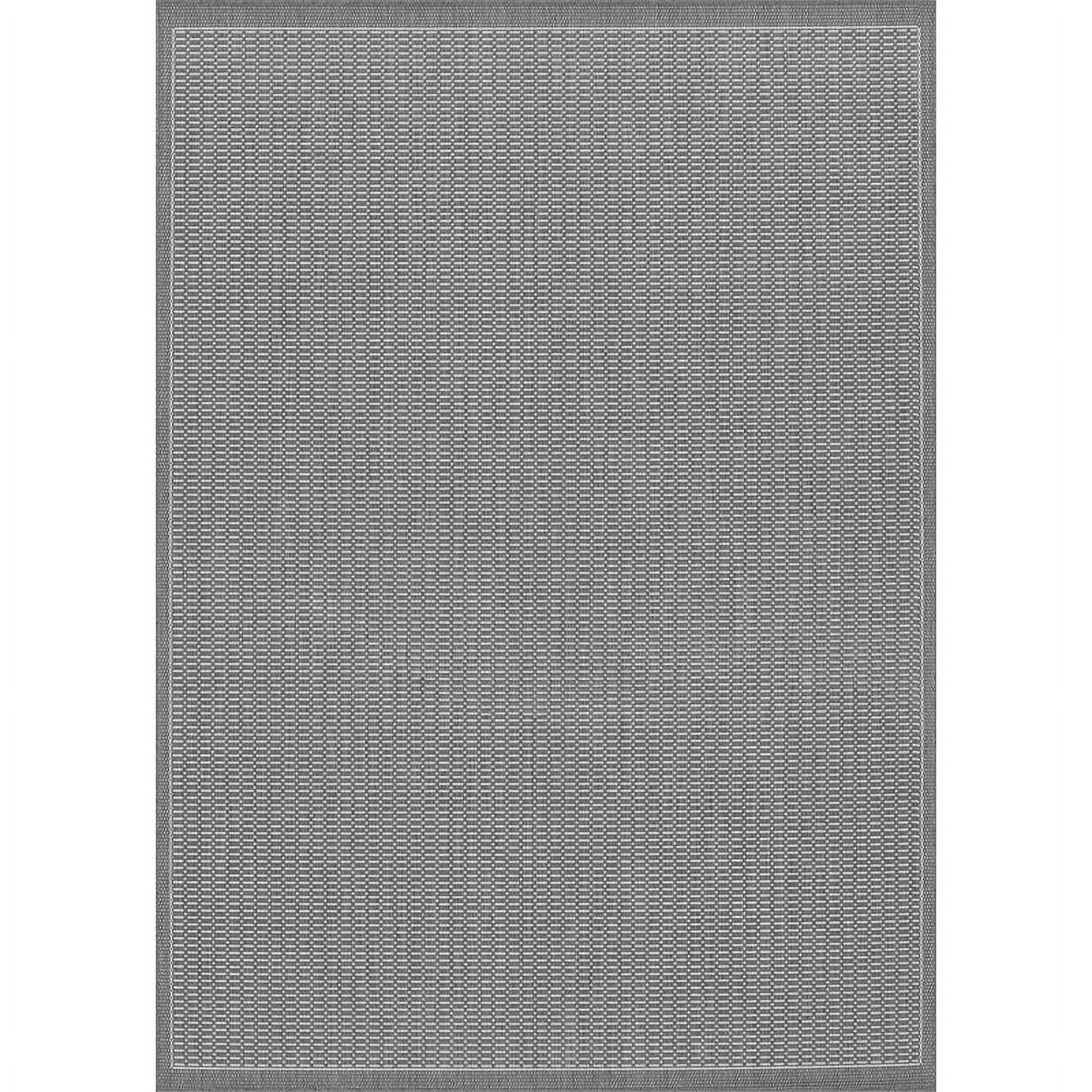 Belgian Courtron Square Gray Stitch 102" Easy-Care Outdoor Rug