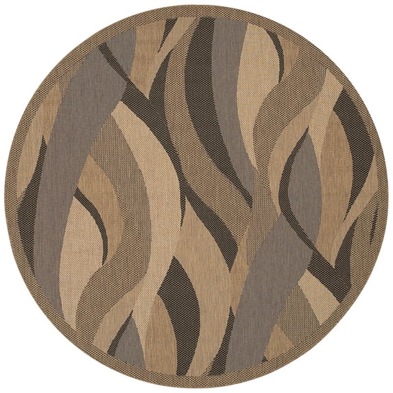 Couristan 8.50' x 8.50' Brown, Gray And Black Round Abstract Designed Area Throw Rug