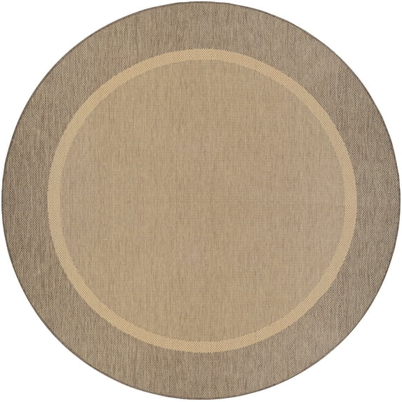 Couristan Recife Stria Texture 7'6" Round Tan- Brown Outdoor Rug