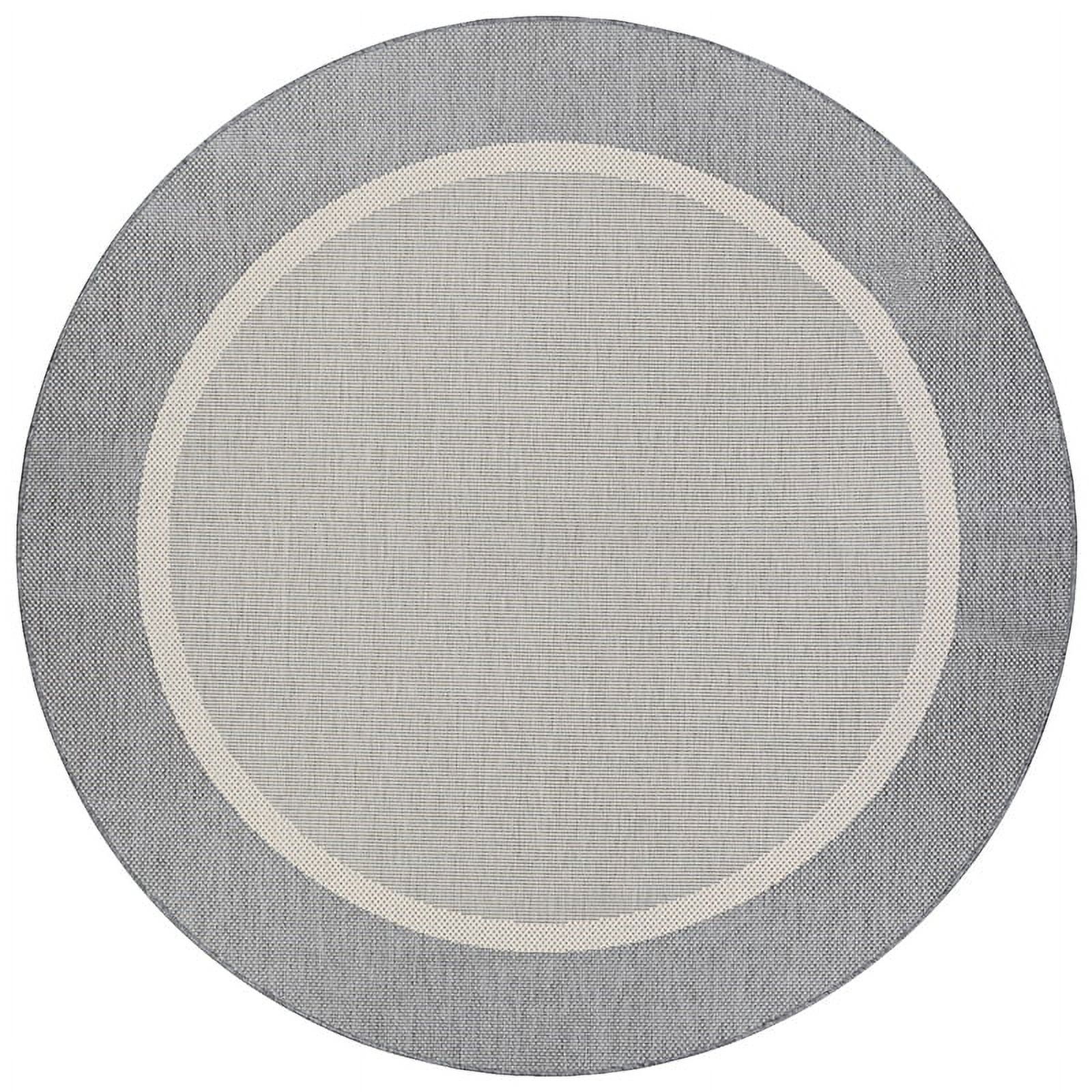 Couristan 8.5' Bordered Indoor Outdoor Round Area Throw Rug - Lava Gray