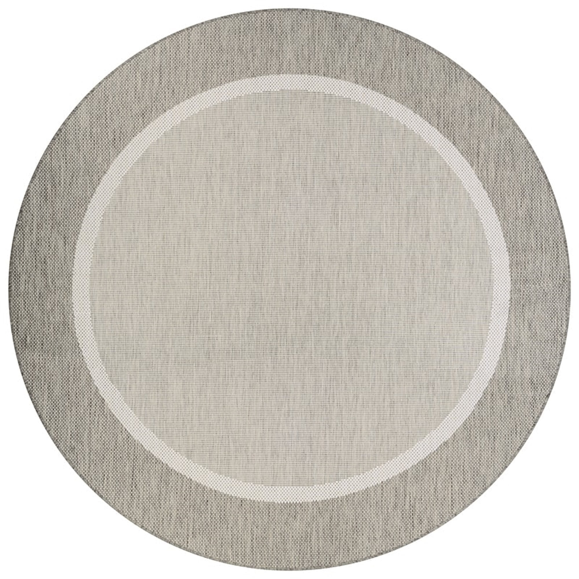 Couristan 8.5' Bordered Indoor Outdoor Round Area Throw Rug - Taupe Brown and Gray