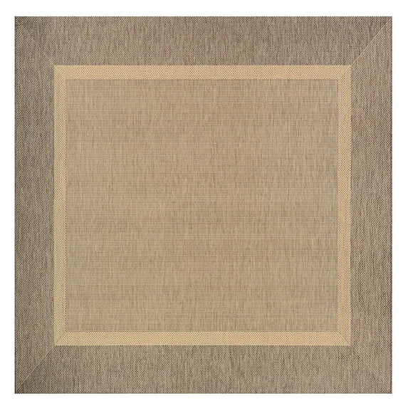 8.5' Beige and Brown Square Polypropylene Area Throw Rug