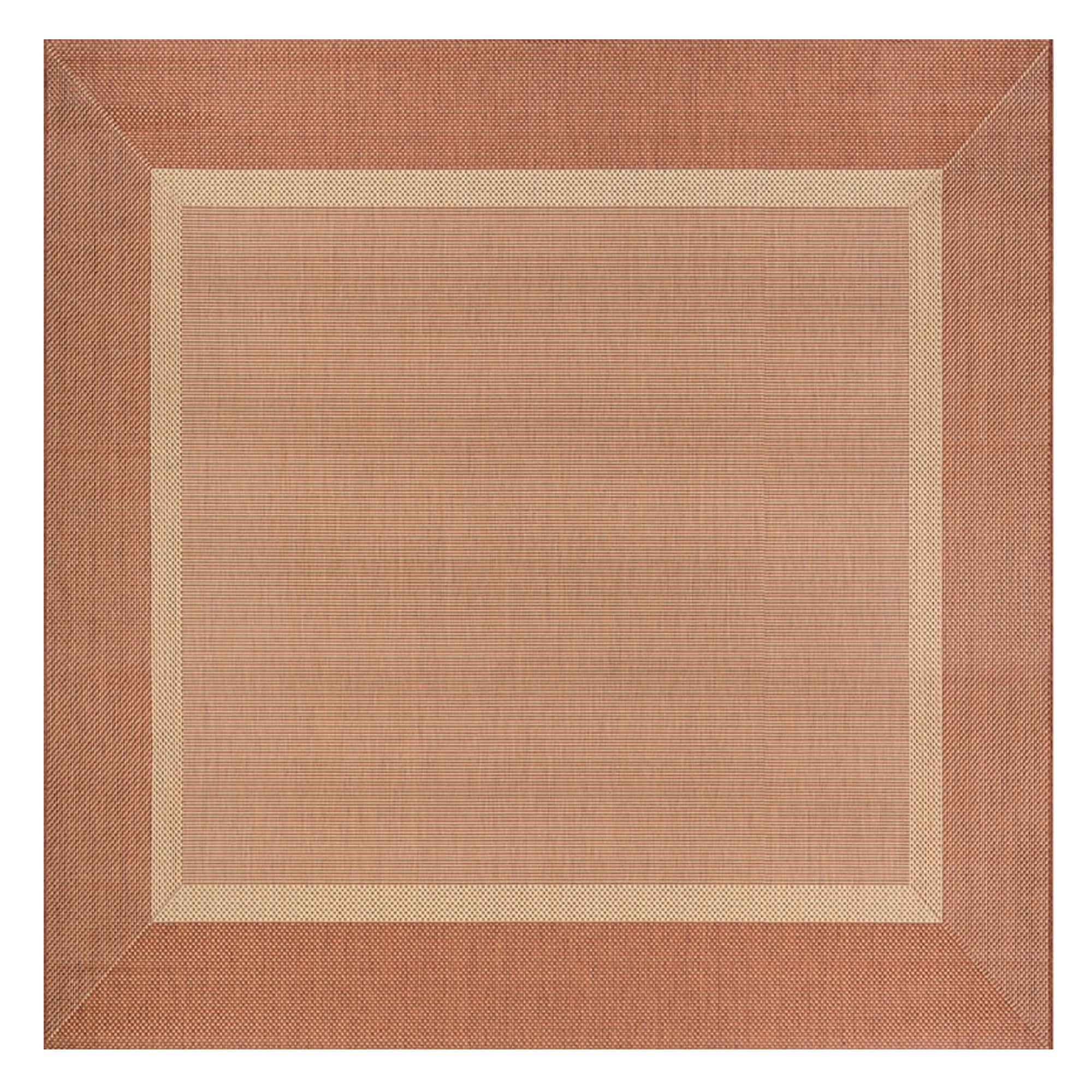 Couristan 7.5' Orange Bordered Square Polypropylene Area Throw Rug ...