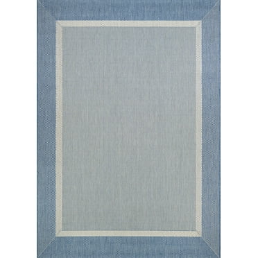 Couristan Recife Stria Texture Indoor/Outdoor Rug, 3'9" x 5'5", Rectangle, Champagne- Blue Color, Hose Washable, 5526/1212
