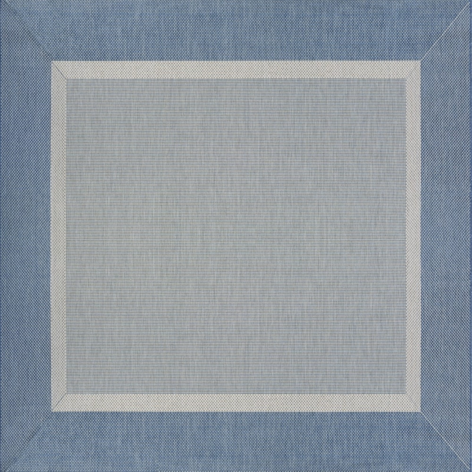 Couristan Recife Stria Texture Square Indoor/Outdoor Rug, Champagne-Blue, 7'6"