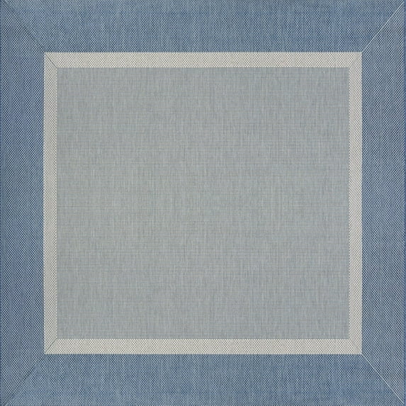 7.50' x 7.50' Blue And Gray Square Flatwoven Area Throw Rug