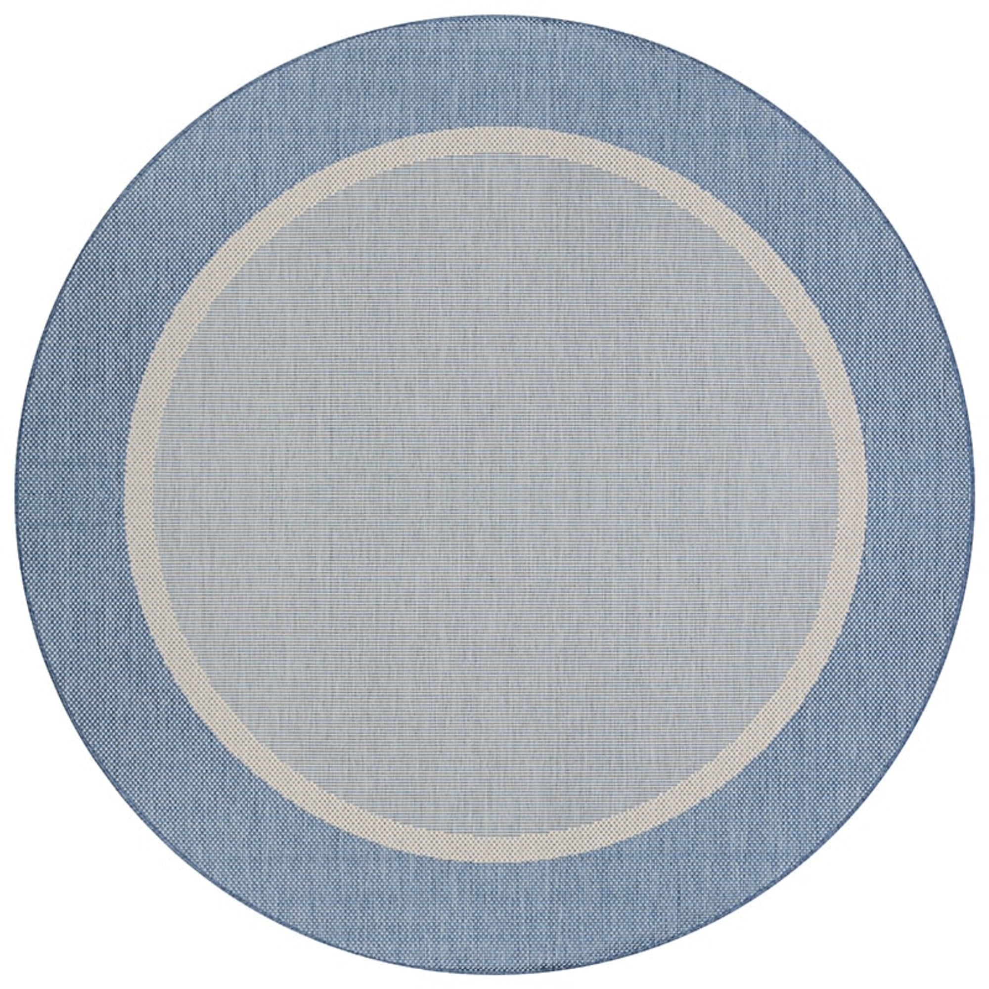 Couristan Recife Stria Texture Indoor/Outdoor Rug, 8'6", Round, Champagne- Blue Color, Hose Washable, 5526/1212