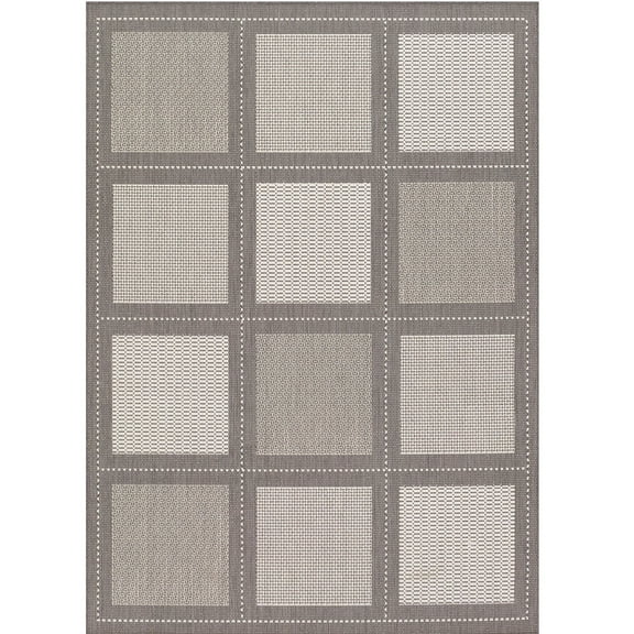 Couristan 2' x 3.5' Patterned Rectangular Area Throw Rug - Gray and White