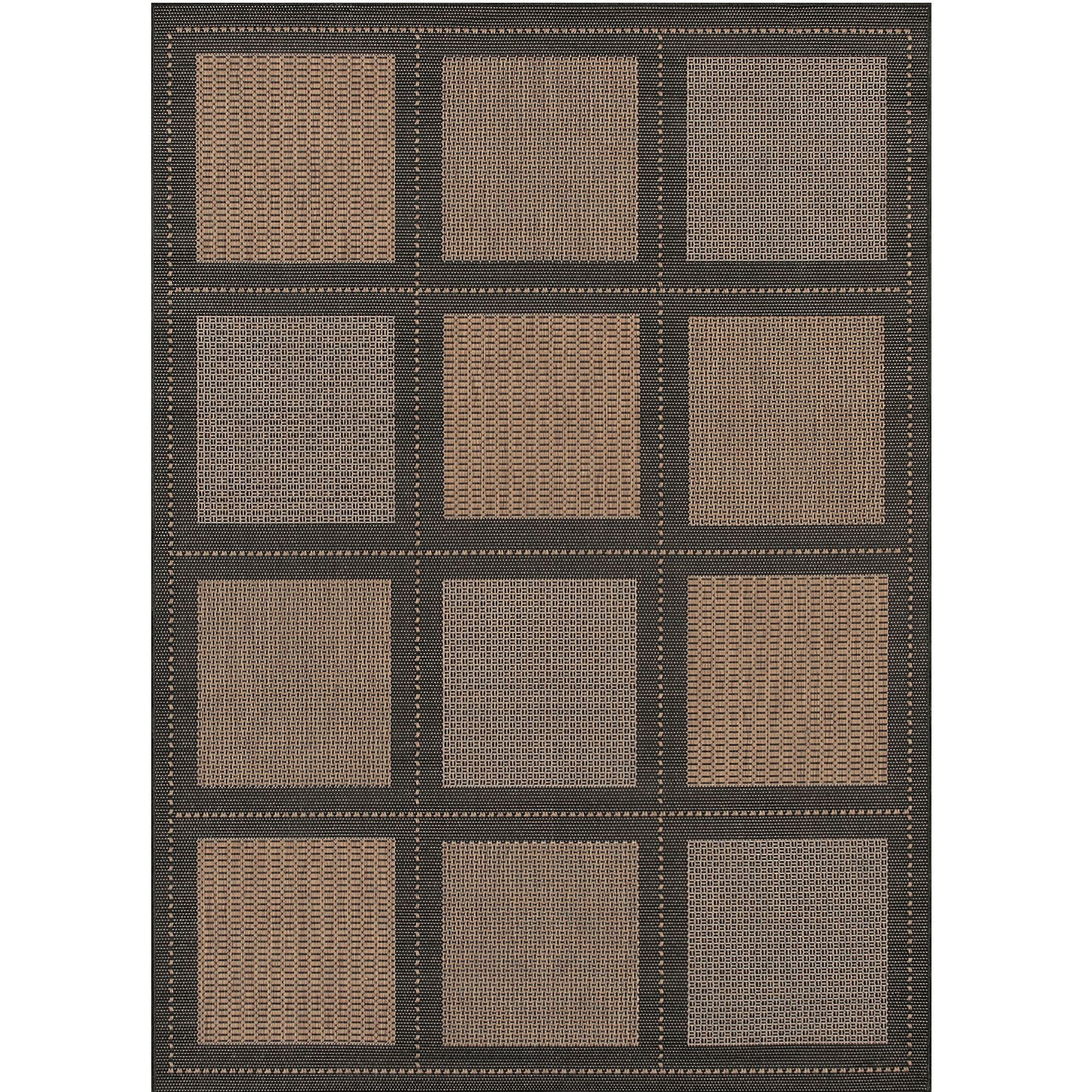 Black and Cocoa Checkered Flat Woven Outdoor Rug