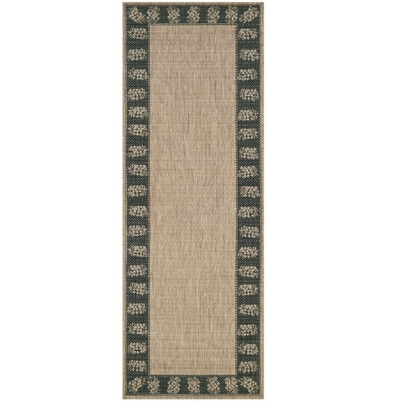 Couristan Recife Tropics Area Rug, 2'3" x 7'10" Runner, Cocoa-Black