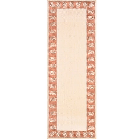 Couristan 2.25' x 7.75' Tropics Rectangular Area Throw Rug Runner - Beige and Orange