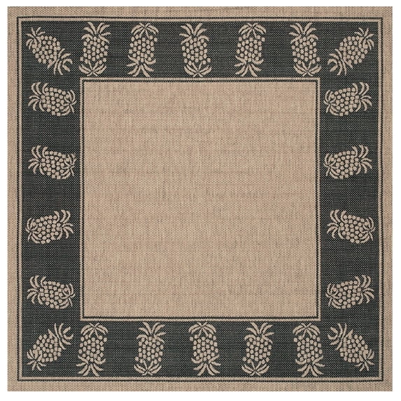 Couristan Recife Tropics Area Rug, 8'6" Square, Cocoa-Black