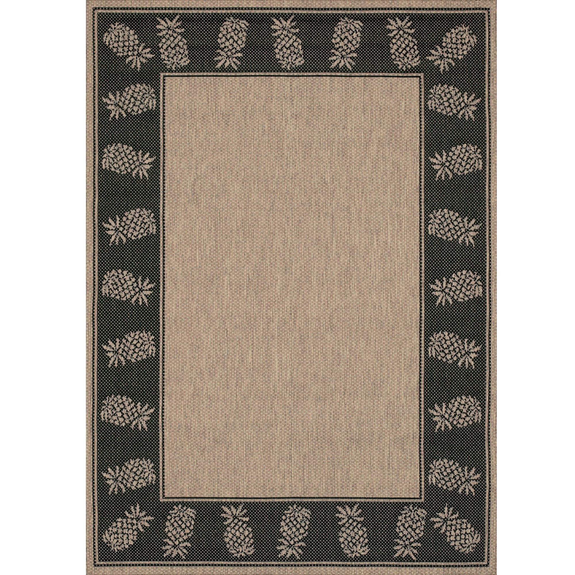 Coastal Charm Black Synthetic 8'6" x 13' Outdoor Rug