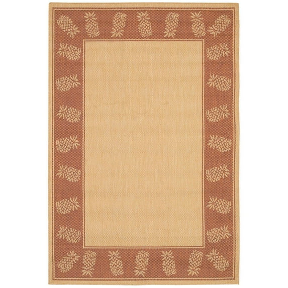 Tropics Area Rug, Natural/Terra Cotta ,Square, 7'6" x 7'6"