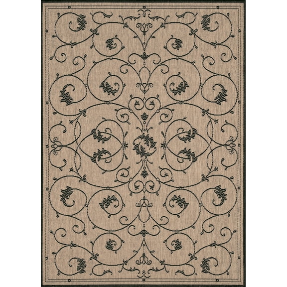 Couristan Recife Veranda 5'3" X 7'6" Brown- Black Outdoor Rug