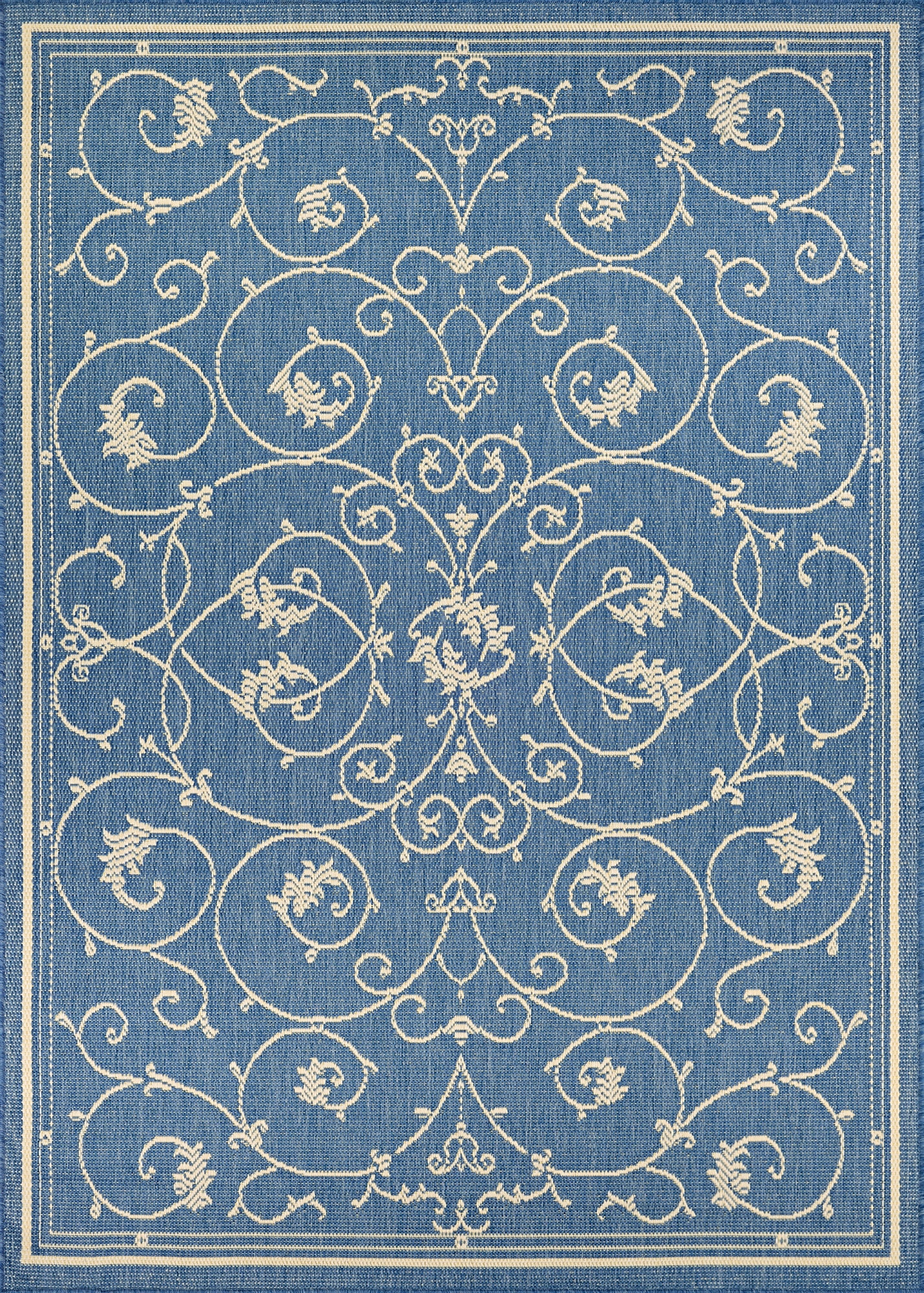 Couristan Recife Veranda 5'3" X 7'6" Ivory- Blue Outdoor Rug