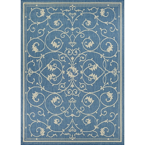 Couristan Recife Veranda 5'3" X 7'6" Ivory- Blue Outdoor Rug